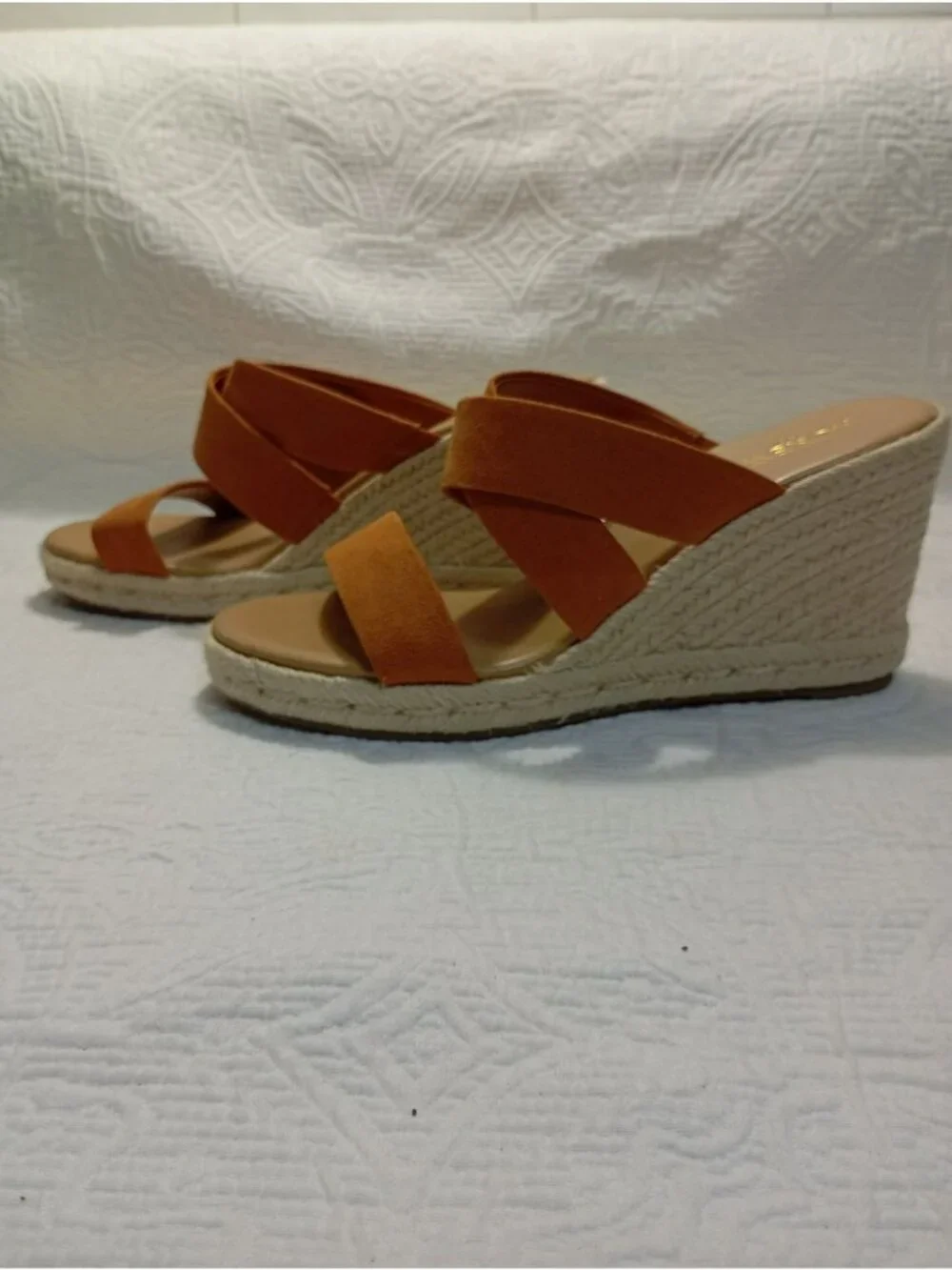 J.Crew Womens Tan Suede Espadrille Platform Wedge Sandals Size 8.5 Textile Upper